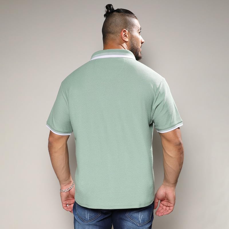 Image of Instafab Plus Men's Shirt for Casual Wear | Spread Collar | Short Sleeve | Button Closure | Plus-Size Fit | Cotton Shirt Crafted with Comfort Fit for Everyday Wear
