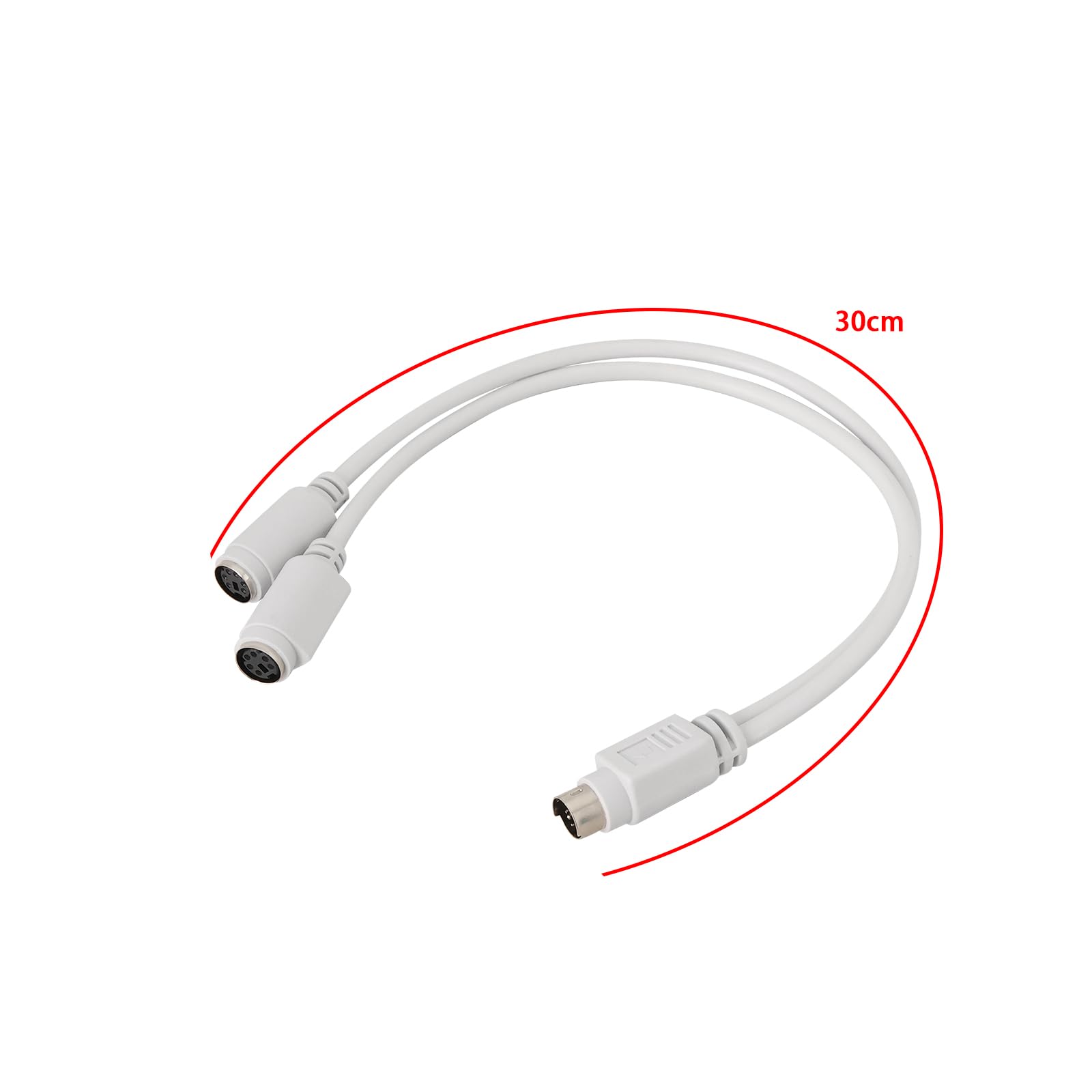 Lot de 2 Répartiteurs de Clavier 6 Broches DIN Mâle vers Femelle Câble 1 vers 2 Compatible Sony PS2 30 cm Blanc