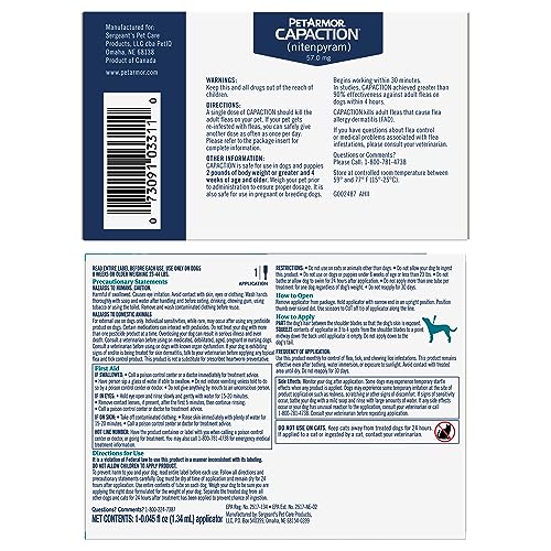 Image of PetArmor CAPACTION Oral Flea Treatment for Dogs (6 Doses) + Bonus PetArmor Plus Topical Flea & Tick Treatment & Preventative for Dogs 25-44 lbs (1 Dose)