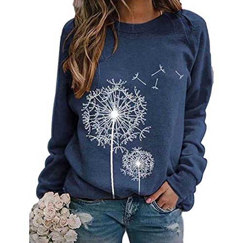 Eryue 2020 Euro and The United States Amazon Wish Autumn and Winter New Women's dan on Print Round ne Long-Sleeved Loose Casual Sweater Khaki M offers donot miss