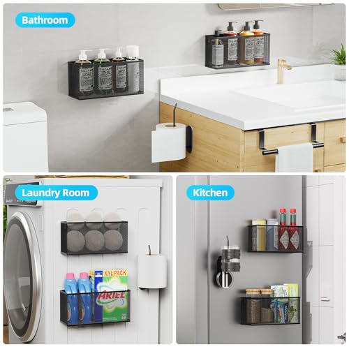VITVITI-5-Pack-Cabinet-Door-Organizer-Kitchen-Over-the-Door-Towel-Holder-and-Tumbler-Lid-Organizer-Metal-Adhesive-Bathroom-Inside-Cabinet-Doors-Basket-Black