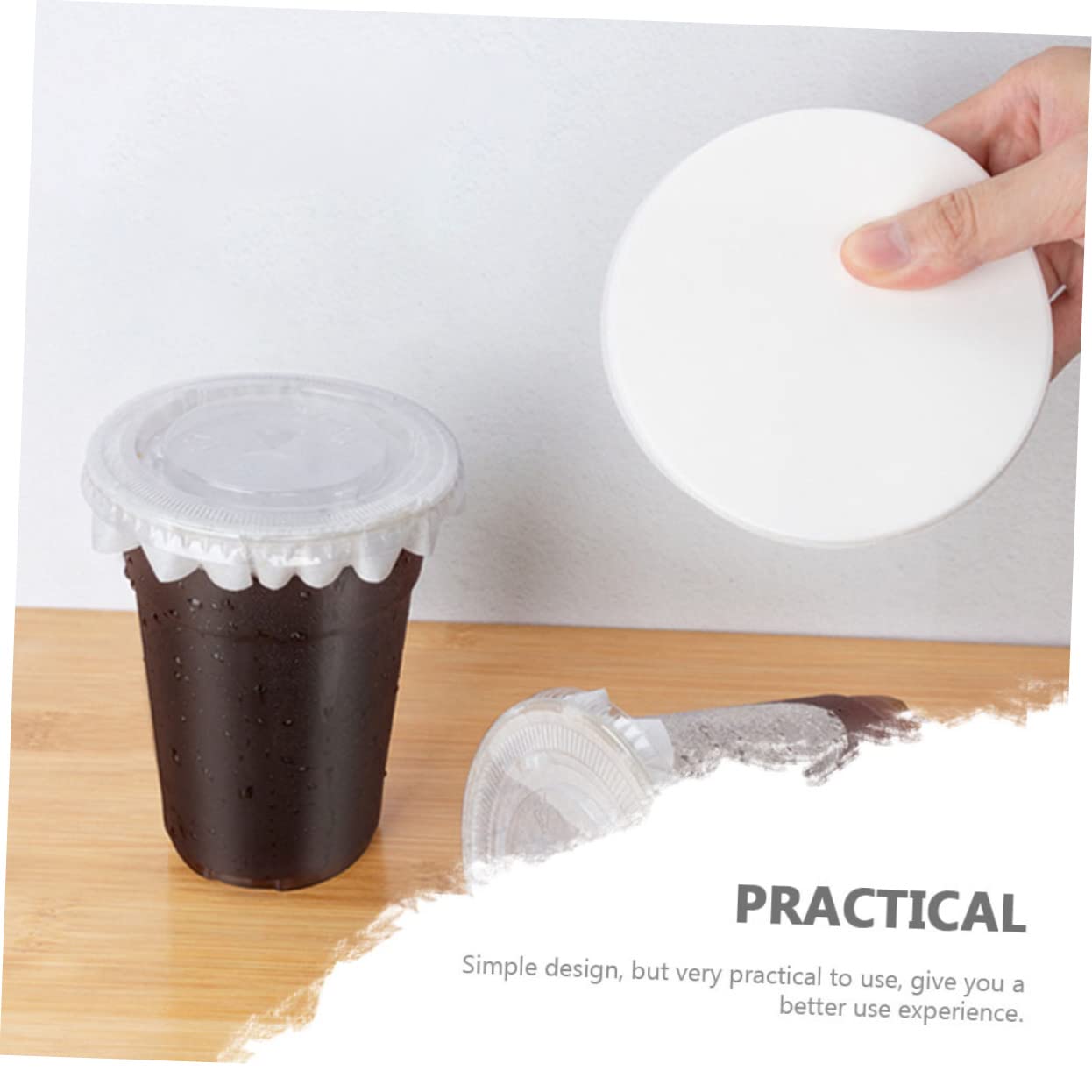 OFFSCH 500Pcs Leak Paper Sealing Film Round Milk Cup Lids Practical Cup Sealer for Beverage Packaging for Tea