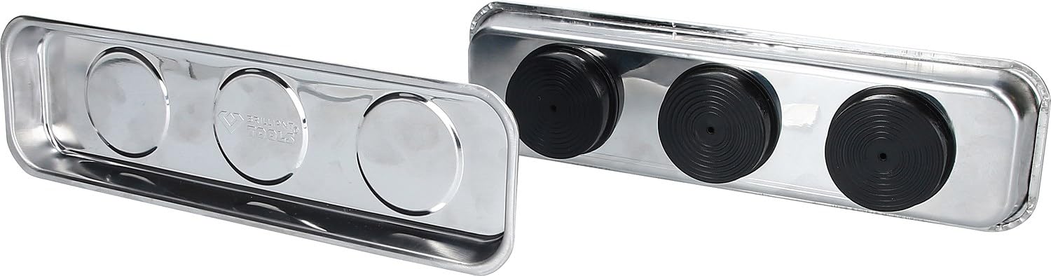 BRILLIANT TOOLS BT691155 Vassoio magnetico/vaschetta in acciaio inox 65 x 226 mm, 2 pz [Powered by KS TOOLS]