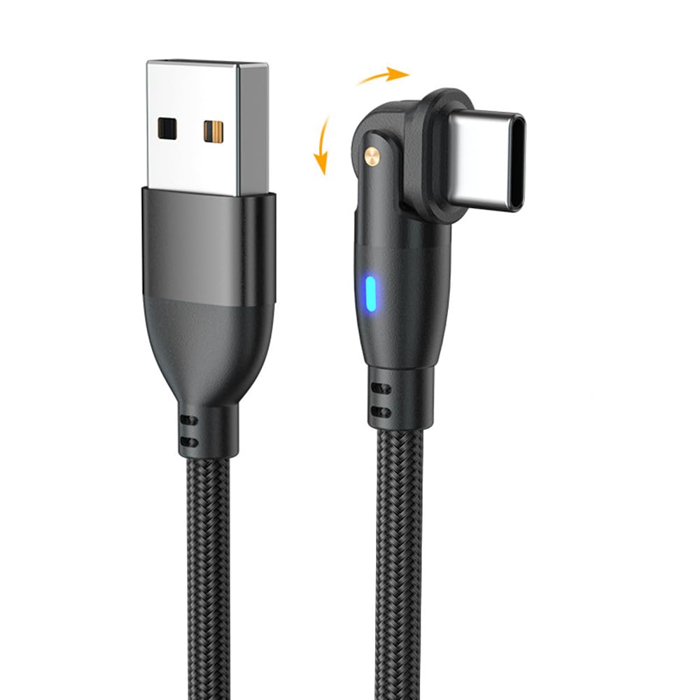 YFFSFDC USB Type Cケーブル 3m Ｌ字型 180度回転 急速充…