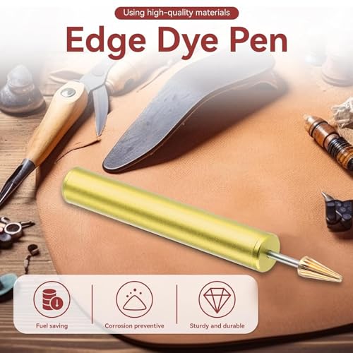 HERCHR Leather Edge Dye Pen, Edge Roller Applicator Leather Tools Leather Edge Printing Tool for DIY Craft (Gold) - Image 2