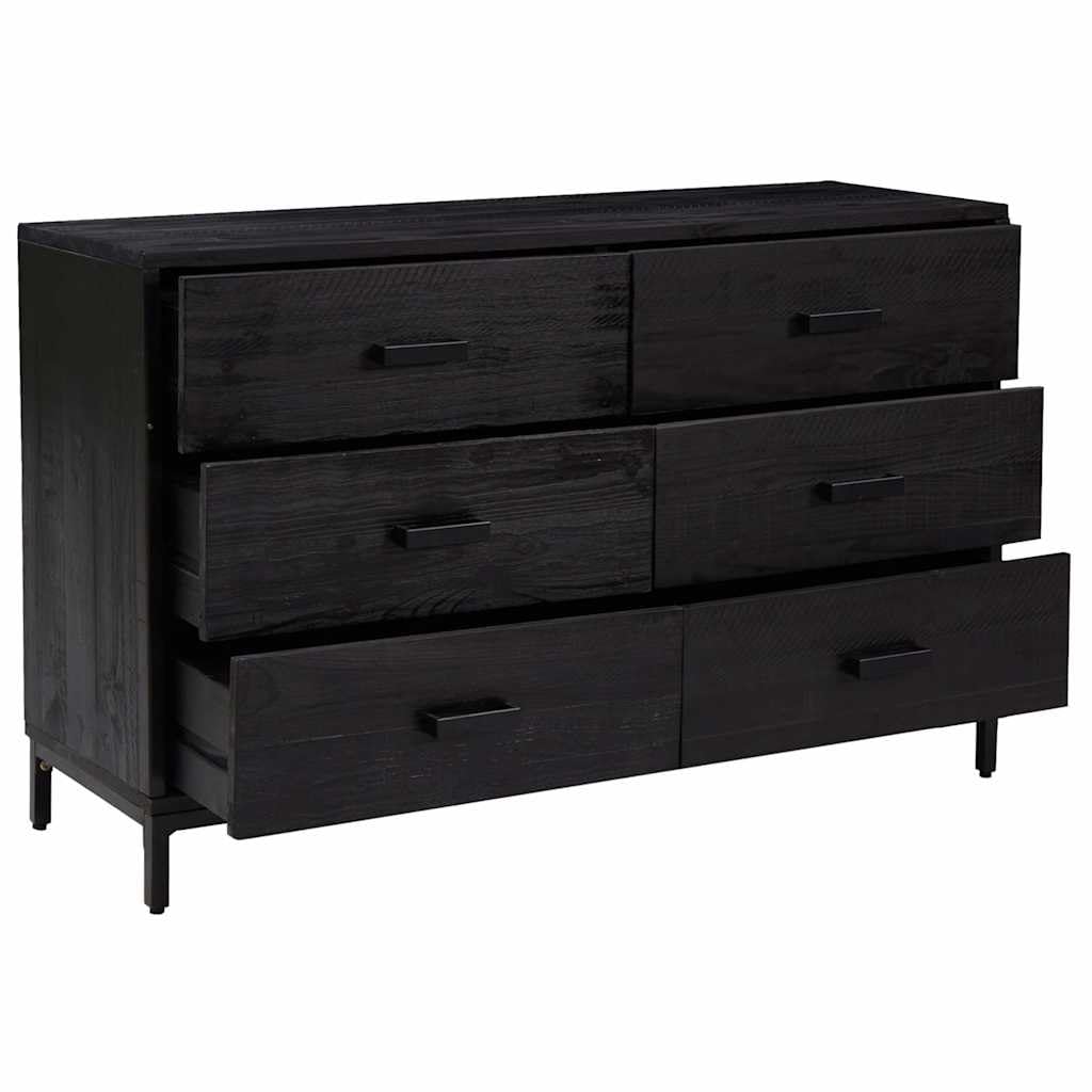 Credenza nera, 110 x 35 x 70 cm, in legno di pino