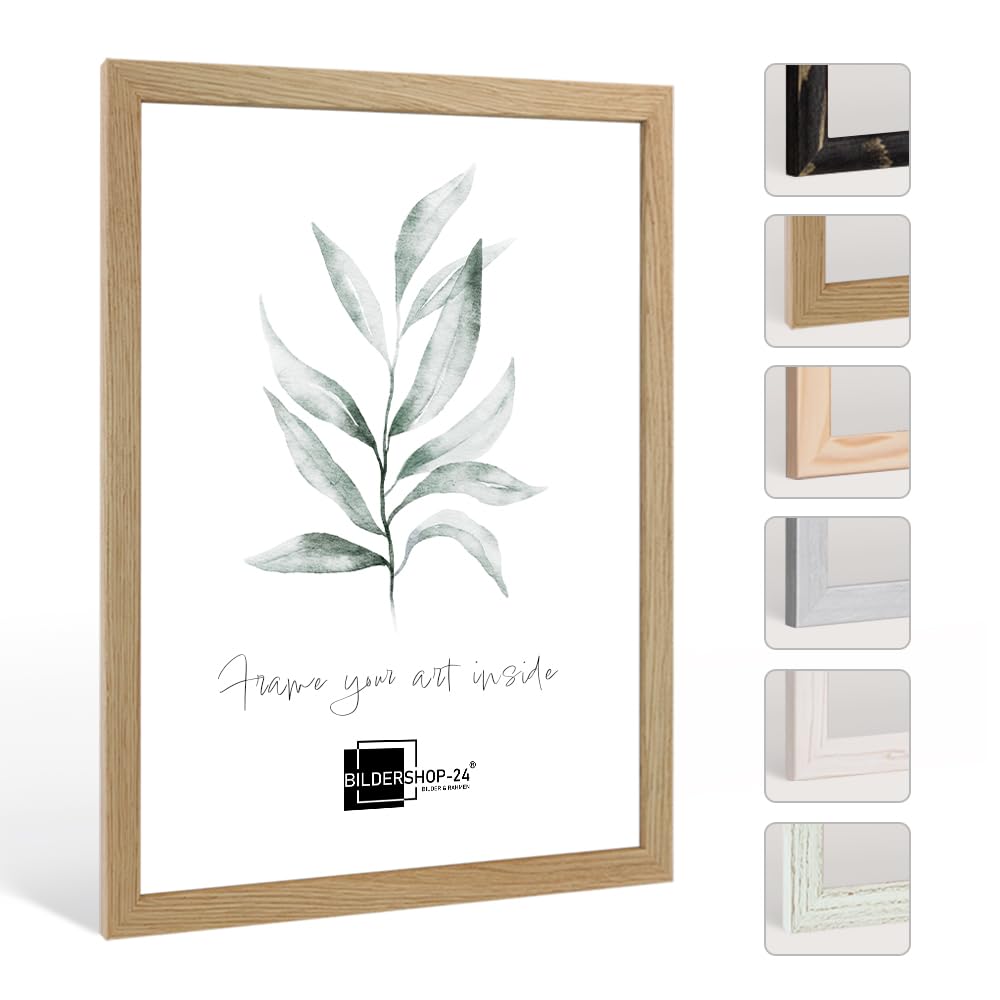 Bildershop-24 Bilderrahmen Clara 70 X 90 cm Eiche Natur im Landhaus Shabby Chic Vintage Stil