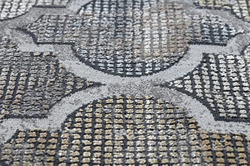 Tapis de salon gris et moutarde 192x290 cm chic et moderne - 5