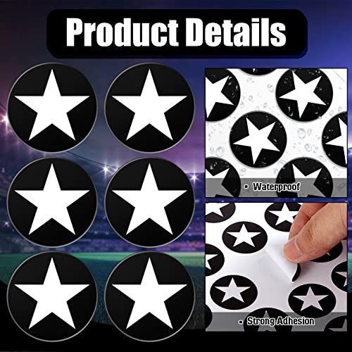 Image of Leinuosen Helmet Stickers Football Baseball Helmet Decals 1-1 /8 Inch Vinyl Sports Football Decals Self Adhesive Hockey Stickers for Hockey, Lacrosse, Batting(Black Print White,Star)