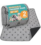 FURWEY 2 Pack Large 30"X34" Washable Pee Pads for Dogs Super Absorbent Dog Training Pads Non-Slip...