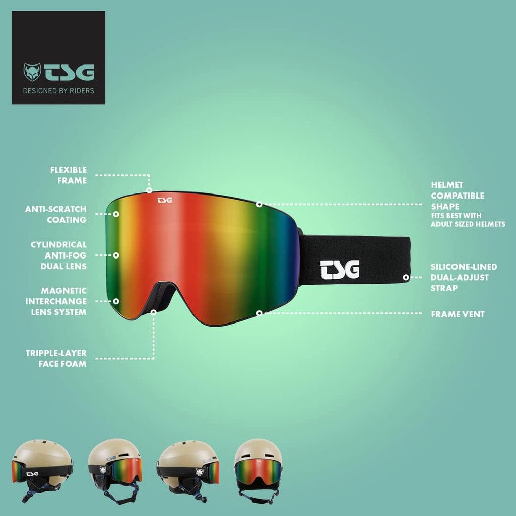 TSG Winter Goggle Flexible Frame, Anti Fog Dual Lens, Triple Layer Face Foam, Silicone Line, Frame Vent, Skiing, Snowboarding