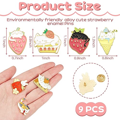 9 Pieces Cat Backpack Pins Kawaii Cute Pins Rabbit Cat Lapel Brooches Badges for Clothing Backpacks2