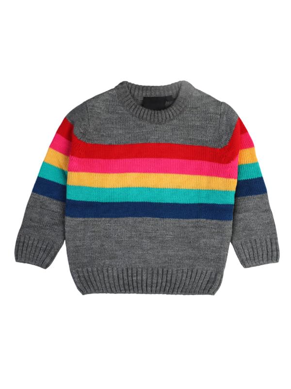 Image of CHKOKKO Boys Woolen Round Neck Sweaters Winter Sweatshirts 5-6 Years Anthra