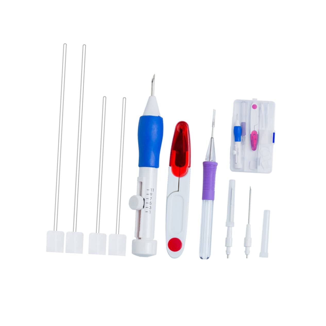 ERINGOGO 3pcs Complete Embroidery Pen Set Punch Needle Kit Embroidery Floss Needles for Hand Projects Crafting