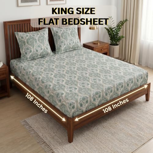 Image of Mafatlal 186 TC Grace 100% Cotton King Bedsheet | 108 x 108 Inch | Soft Touch Bedding Set for Everyday Comfort with 2 Pillow Covers | Wisdom Grey