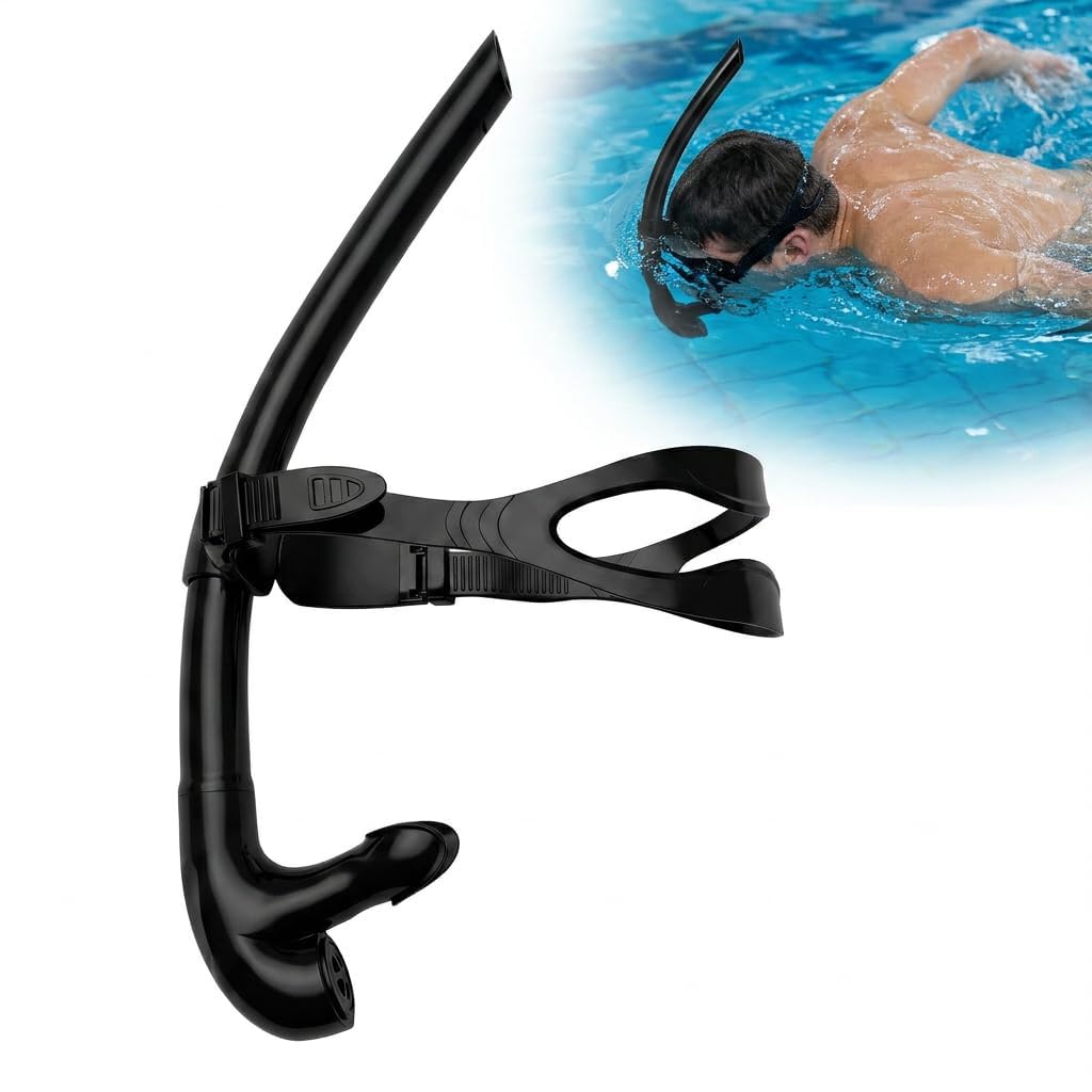 Tuba da nuoto frontale professionale per adulti, punta in silicone morbido con valvola di spurgo a senso unico, ideale per l'allenamento di triathlon e nuoto, cinghia regolabile e confortevole