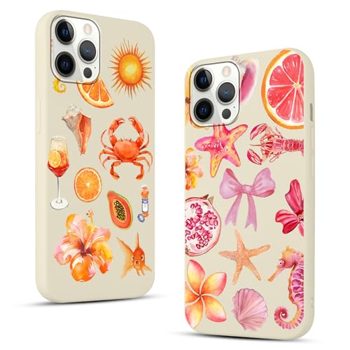 Phoona 2 pezzi Cover per iPhone 12 Pro Max 6,7'', Cellulare Off-white Silicone Morbido Custodia per telefono Aesthetic Motivo Disegno Protezione Fotocamera Antiurto AntiGraffio Case per Ragazze