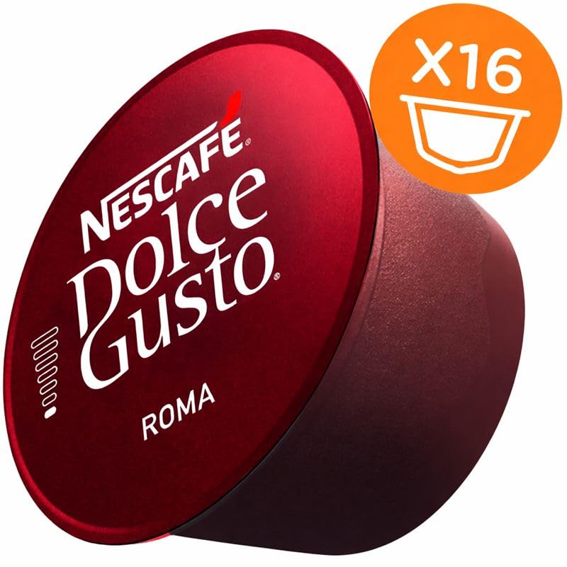 Image of Nescafe Dolce Gusto Espresso Roma Coffee Pods By COUGAR | Intensity 8 Cremoso Blend | Italian Inspired Rich & Smooth Roast | Compatible with Dolce Gusto Machines | 16 Capsules | Aromatic Balanced Espresso | Premium Coffee Experience - (Imported-UK)