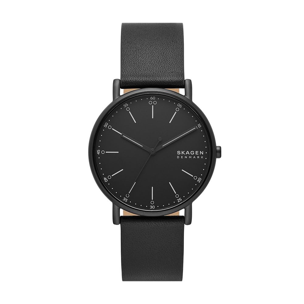 SKAGEN Signatur Watch for Men, Quartz Three Hand Movement with Leather Strap