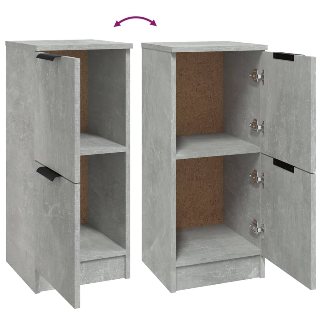 vidaXL 2X Buffets Armoires Latérales Organisateurs de Maison Meubles de Rangement Salon Intérieur Gris Béton 30x30x70 cm Bois d'Ingénierie