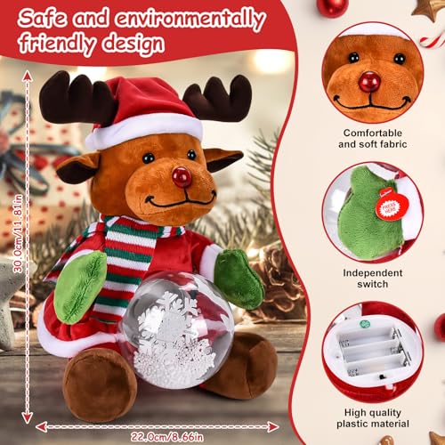 Joellfuner-Peluche-Chantante-de-Noel-Wapiti-de-Noel-avec-Enregistrement-Peluche-de-Noel-avec-Musique-et-Lumieres-Ornements-Peluche-de-Noel-Electronique-pour-Enfants-Elan-de-Noel-Assis Joellfuner Peluche Chantante de Noël, Wapiti de Noël avec Enregistrement, Peluche de Noël avec Musique et Lumières Ornements, Peluche de Noël Électronique pour Enfants (Elan de Noël - Assis) – Image 4