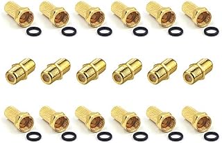 VCE Coaxial Cable Connectors 12pcs RG6 F Plugs and Couplers Gold Plated 6pcs for Saiellite Cable