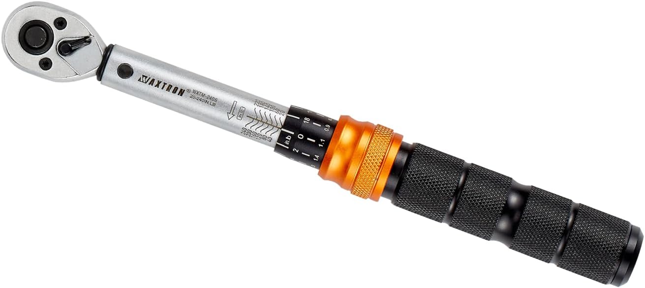 1/4-Inch Drive Click Torque Wrench Ratchet, 20-240 in-lb (2.3-27 Nm), Dual-Direction Micrometer, ±3% Certified Accuracy, Portable Hard Case