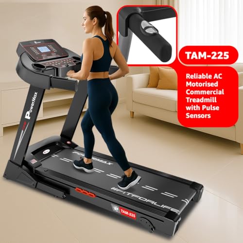 Image of PowerMax Fitness TAM-225 2HP (4HP Peak) Motorized Treadmill with Free Installation Assistance, Home Use & Manual Incline