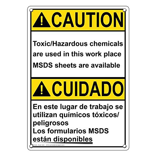 Weatherproof Plastic Vertical ANSI Caution Toxic/Hazardous Chemicals