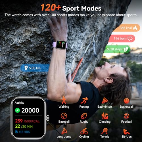 Image of Smart Watch with Alexa Built-in, 1.83 inch HD Touchscreen Fitness Tracker, Bluetooth Notifications, IP68 Waterproof, 120+ Sport Modes, 24 /7 Heart Rate & Sleep Monitor for iPhone Android iOS (Purple)
