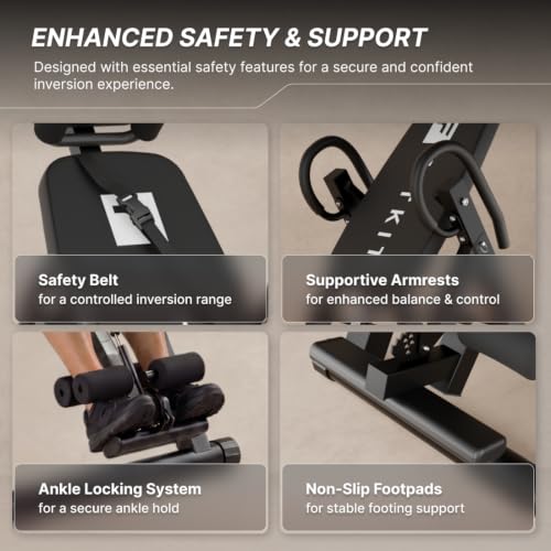 Image of Fitkit by Cult Inversion Table | 4 Adjustable Inversion Angles | 12-Level Height Adjustment | Ankle Locking System | Spine Decompression & Stretching Equipment | Foldable & Compact Home Fitness Tool
