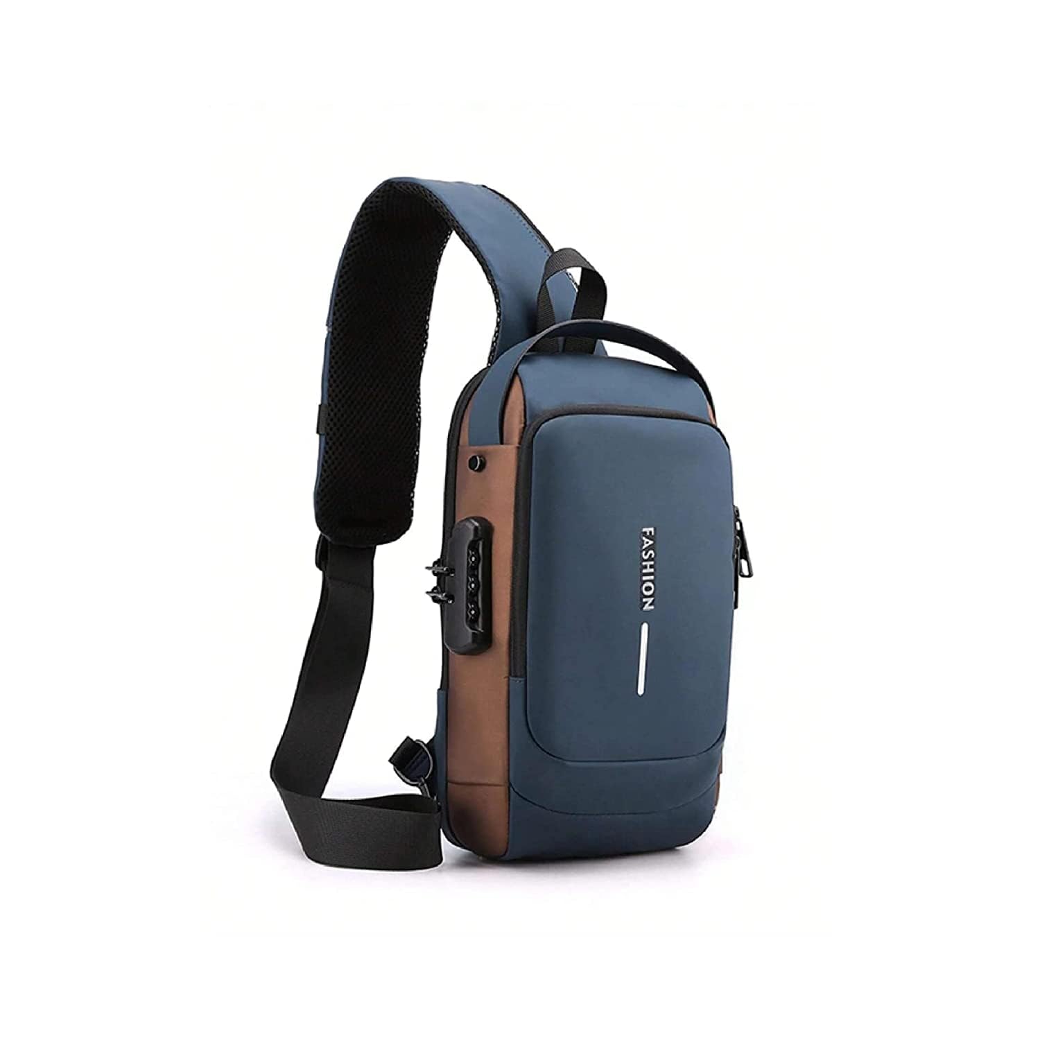 TS WITH TECHSUNWaterproof Polyester Slim Unisex Crossbody Sling Bag Chest Backpack Men's Shoulder Bag, Leisure Travel Handbag, Hard Shell Anti-Theft Chest Bag