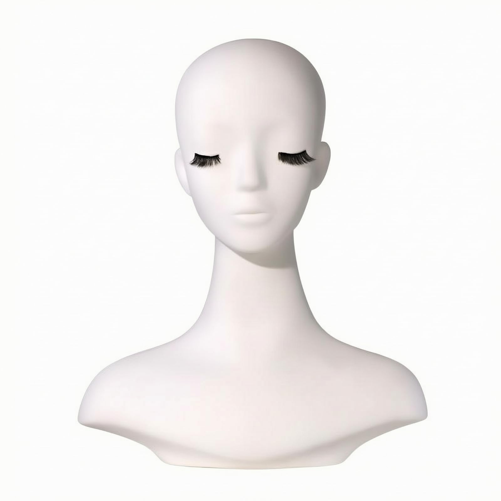 Testa Manichino Parrucche Espositore Supporto Manichino Calotta per Acconciature in Pvc E Schiuma Collo Lungo Dettagli , Testa Di Manichino Bianca Per Esposizione Parrucche