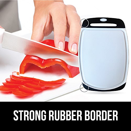 Gorilla Grip Original Oversized Cutting Board, 3 Piece, BPA Free, Dishwasher Safe, Juice Grooves, Larger Thicker Boards, Easy Grip Handle, Non Porous, Extra Large, Kitchen, Set of 3, Black