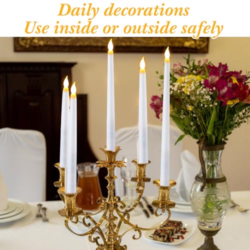 Image of Tuanse 80 Pcs Flameless LED Taper Candles Battery Operated Candles Bulk 12.8 /10.8 /9.7 /8.5'' Flameless Candlestick Flickering Fake for Christmas Church Wedding Party Battery Not Include(White)