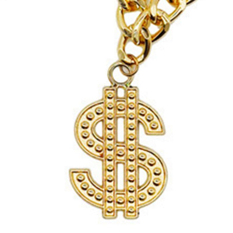 43 cm luxuriöse Goldkette für Hunde, Dollar-Metallhalsband, Haustierzubehör, Hundezubehör, praktisch und geschickt, Zink, Kein Edelstein
