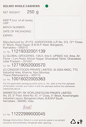Image of Amazon Brand - Vedaka Whole California Almonds 500g Non Pareil & Premium Whole Cashews 250g W240, Nutty Crunchy Dry Fruits, Gluten Free, Plant-Based Protein, Healthy Natural Snacks