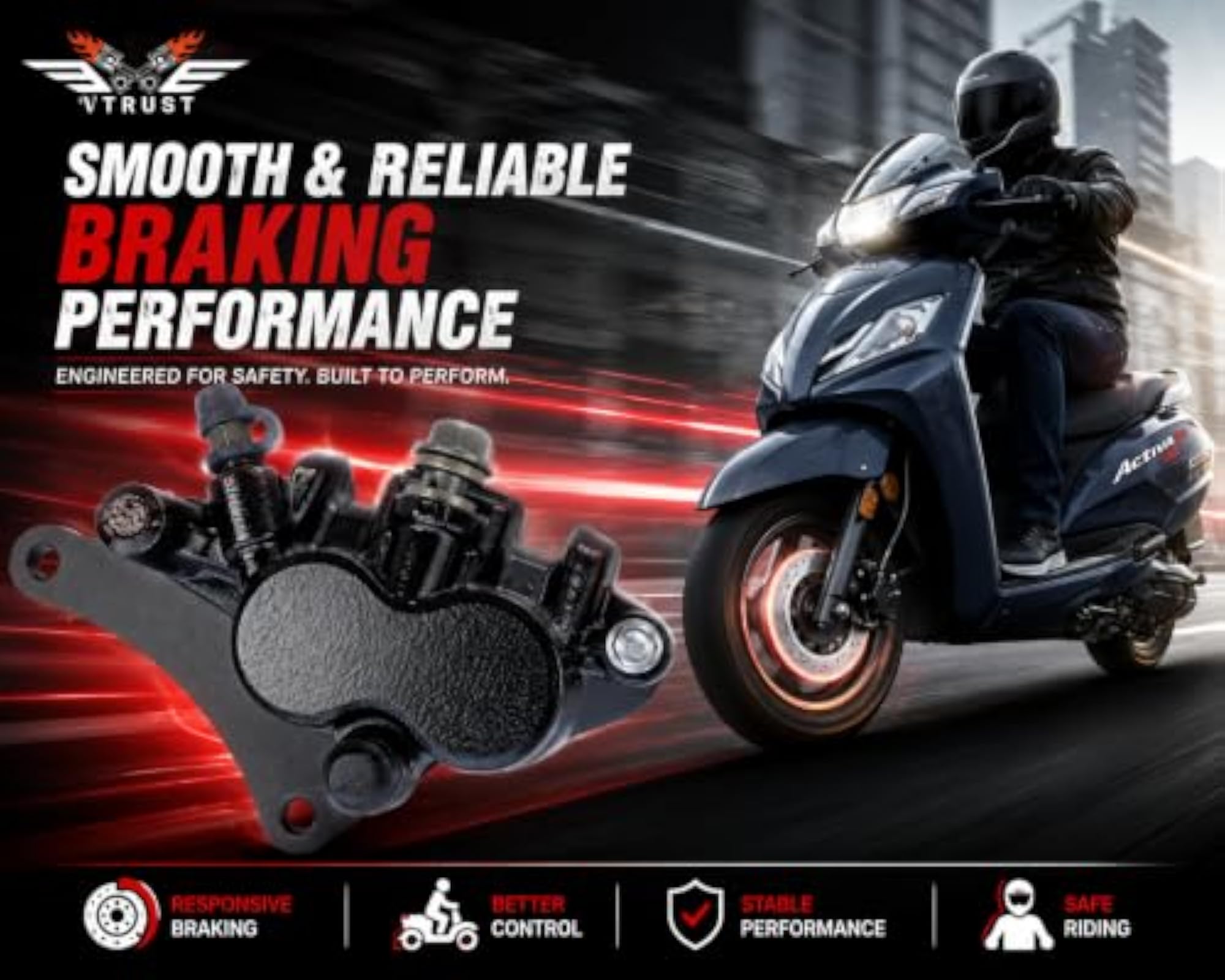Front Brake Caliper Assembly Compatible for Honda Activa 125