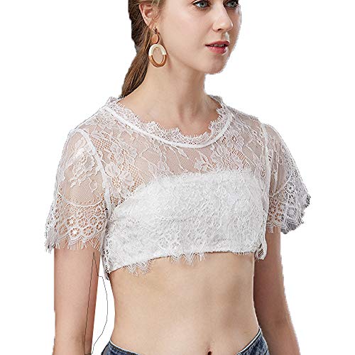 YEKEYI Faux col en dentelle amovible - Faux col - Demi-chemisier - Col Dickey, blanc, M Cover