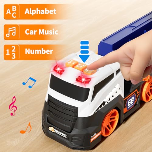 BLF FUN Transport Truck Toys for Kid Boys 3-5, EVA Ball Launcher Car Toys for Kids, Garage Car Toys with Light & Sound, Shooting Toy Sets, Christmas Birthday Gifts for Kid Boys Age 3 4 5 6 by BLF FUN - Image 5