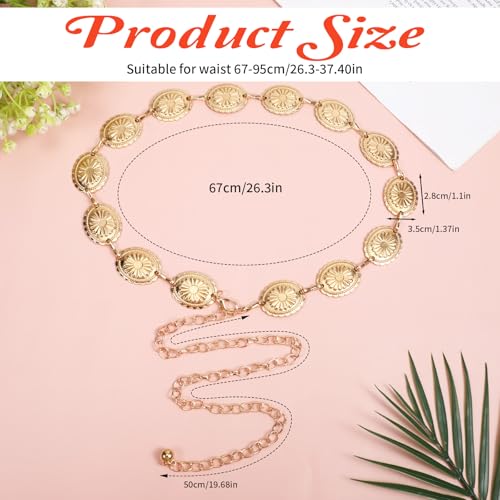 Gold Western Belt for Women Chain Belt Daisy Hollow Flower Boho Waist Belts Adjustable Metal Waist Chain Cowgirl Belts for Women Dress Tshirt2