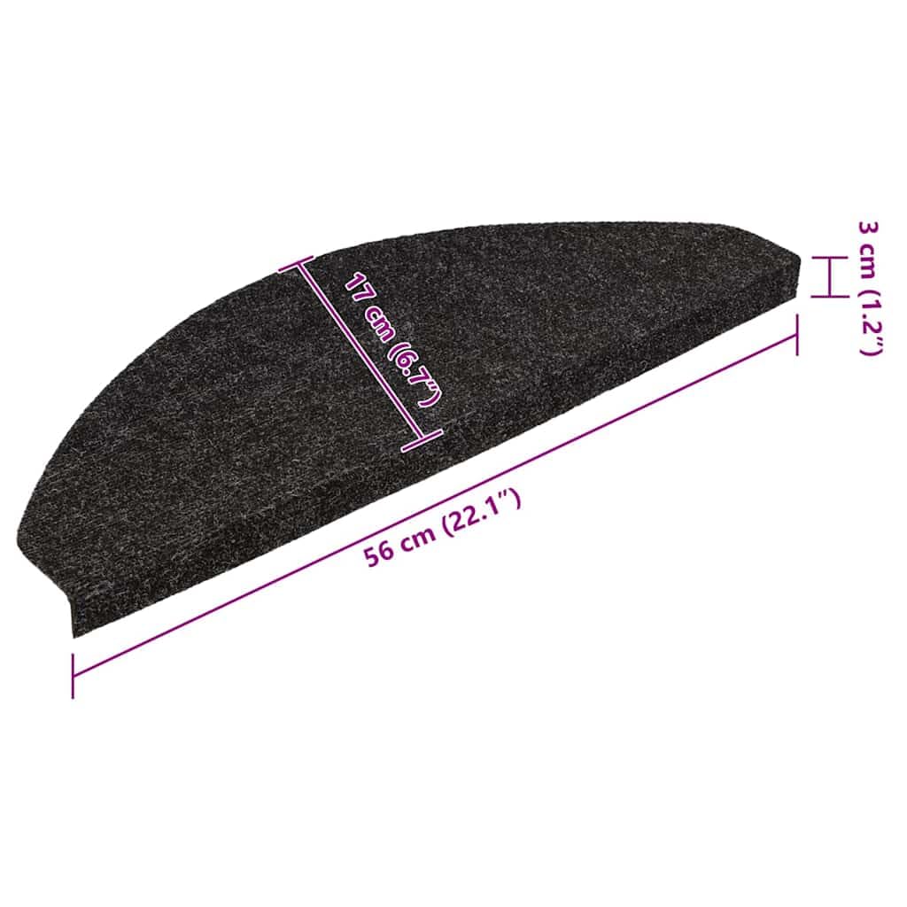 Alfombrillas autoadhesivas de fieltro punzonado, color negro, 56 x 17 x 3 cm, 20 unidades, antideslizantes, para escaleras, pasillos, casas, apartamentos, interiores, agarre seguro y reducción