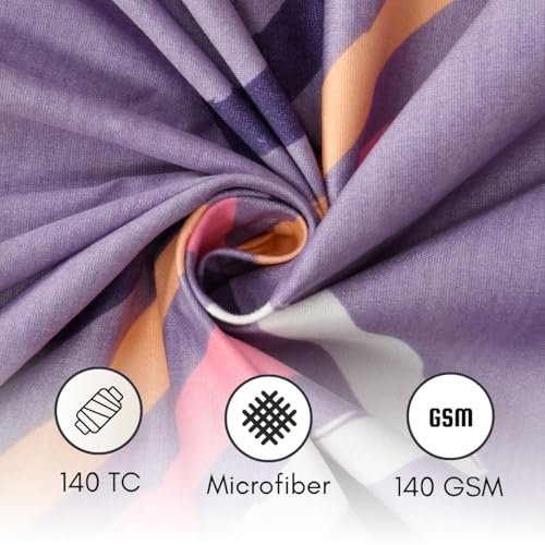 Image of Mafatlal Luxe Lilac 140 GSM Soft Microfiber Double Bedsheet with 2 Pillow Cover for Queen Size Bed, 90x100 Inch - Purple Pink Orange Light Blue, Lightweight, Cozy & Durable