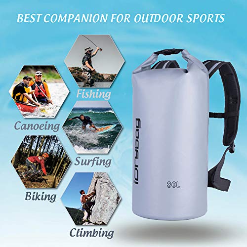 IDRYBAG Worek wodoszczelny, pływający, TPU, wodoodporny, zwijany, 2 l, 5 l, 10 l, do przechowywania kajaków, pływania łodzią, raftingu, wędkowania, pływania, wędrówek, biwakowania, podróży, plaży,
