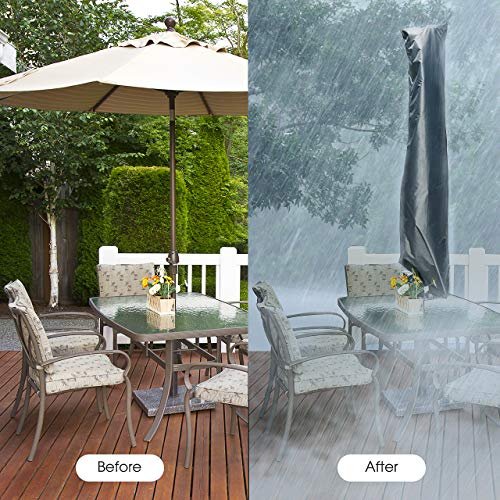 Homitt Patio Umbrella Cover, 420D Waterproof Offset Cantilever Patio Umbrella/Parasol Cover with Zipper for 7-13ft Outdoor Patio & Market Umbrellas,Large, Black