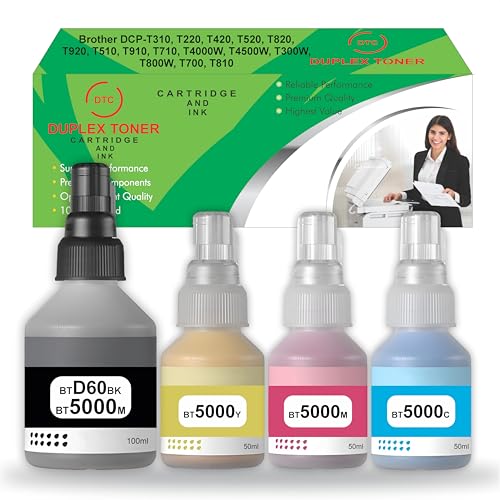 Image of Duplex DTC Ink Compatible for Brother BT6000Bk / BT5000 DCP T310, T300, T510, T500, T910, T710, T400W, T450W, T300W, T800W, T700, T810 Printer (BT5000 Ink Set)