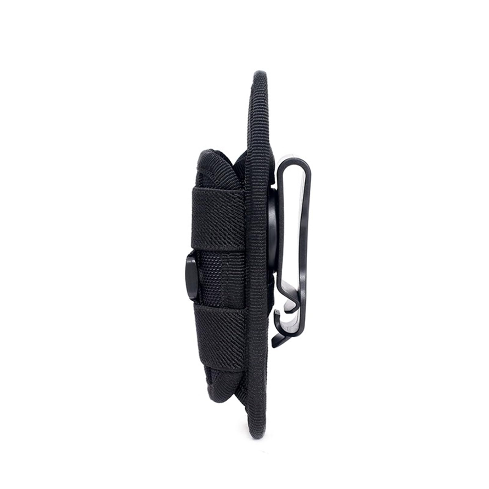 Porta Torcia Cinturone, Supporto per Torcia Tattica, Girevole a 360° per Escursionismo, con Sgancio Rapido per Caccia, Pesca in Campeggio, 15 x 5,5 cm, Nero