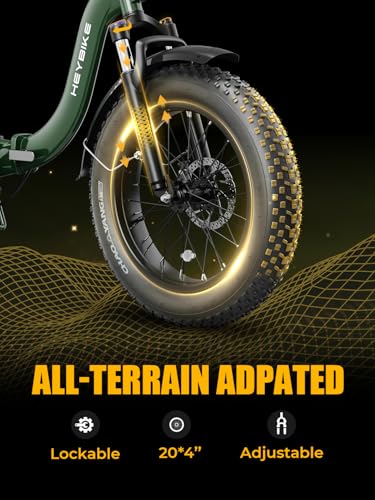 Heybike Ranger 2.0 Foldable Electric Bike for Adults,【1400W Peak Motor, 28+ MPH, 65 Miles Range】 20″×4 Fat Tire All-Terrain Ebike, 48V 15AH Removable Battery Step-Thru Electric Bicycle for Commuter