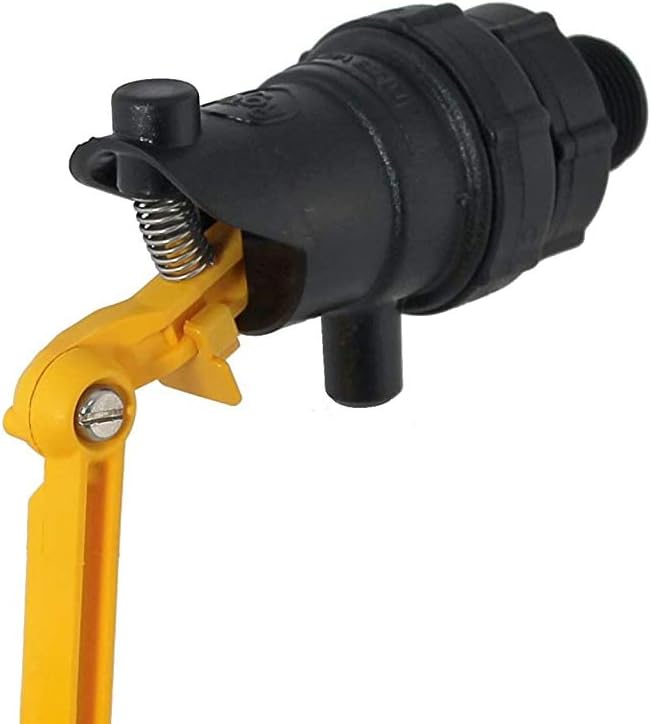 Jobe Valves J-RJV0075HF Rojo High-Flow Low-Pressure Float Valve, 4.9"-Wide Float, 3" Extension Arm, 20L/Min, 75PSI, 3/4" NPT Inlet, Yellow/Black