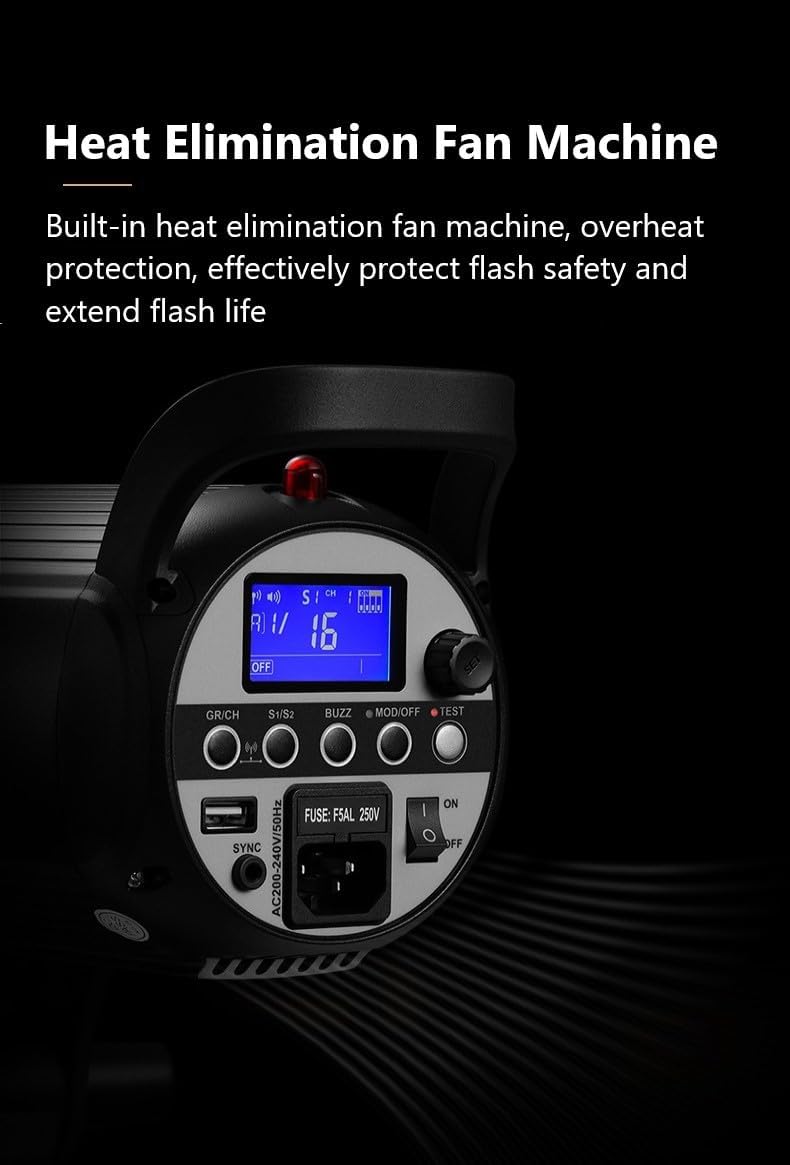 Godox SK400II 400Ws Photo Studio Strobe Flash Monolight Light with Bowens Mount & Lamp Head, 2.4G GN65 5600±200K 150W Modeling Lamp for Studio, Shooting, Location, Portrait Photography-110V